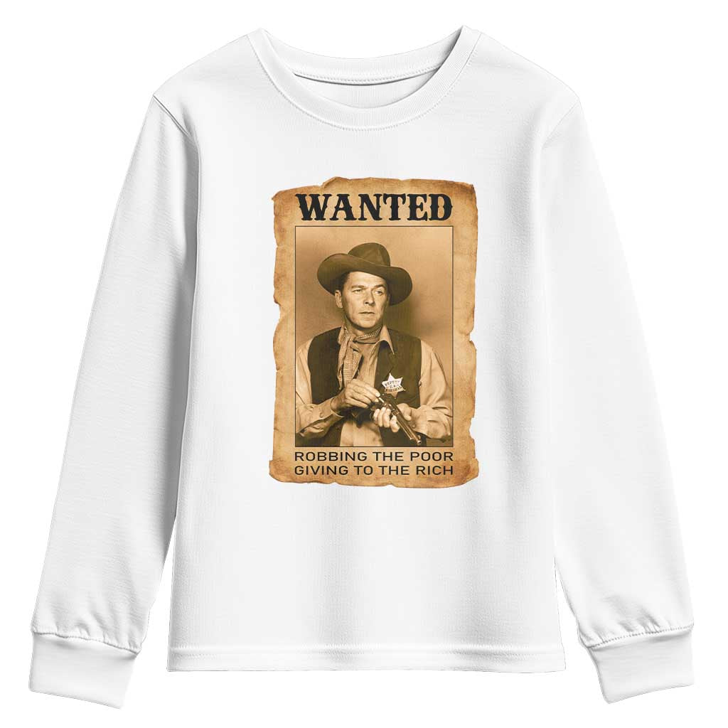 Ronald Reagan Cowboy Retro American President Youth Sweatshirt Robbing The Poor GIving To Te Rich TS14 White Print Your Wear