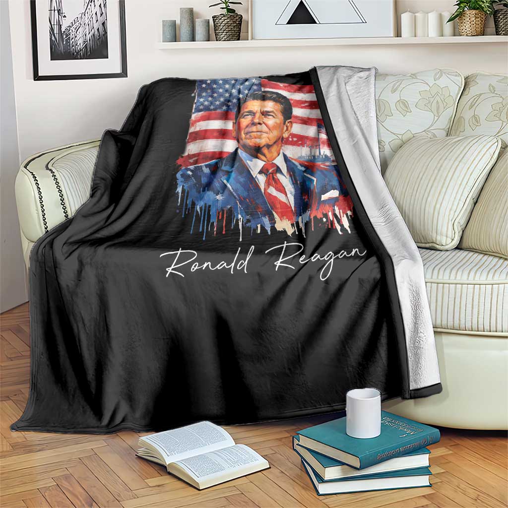 Ronald Reagan Patriotic American Flag President Throw Blanket TS14 Print Your Wear