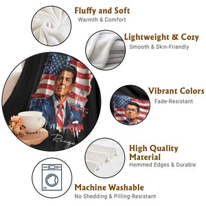 Ronald Reagan Patriotic American Flag President Throw Blanket TS14 Print Your Wear