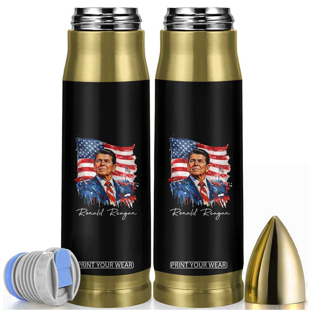 Ronald Reagan Patriotic American Flag President Bullet Tumbler TS14 Black Print Your Wear