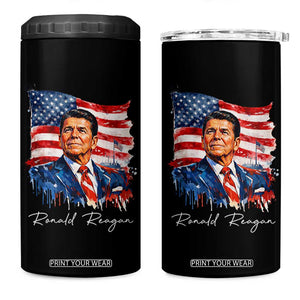 Ronald Reagan Patriotic American Flag President 4 in 1 Can Cooler Tumbler TS14 One Size: 16 oz Black Print Your Wear