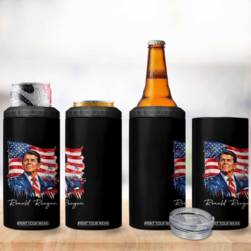 Ronald Reagan Patriotic American Flag President 4 in 1 Can Cooler Tumbler TS14 Print Your Wear