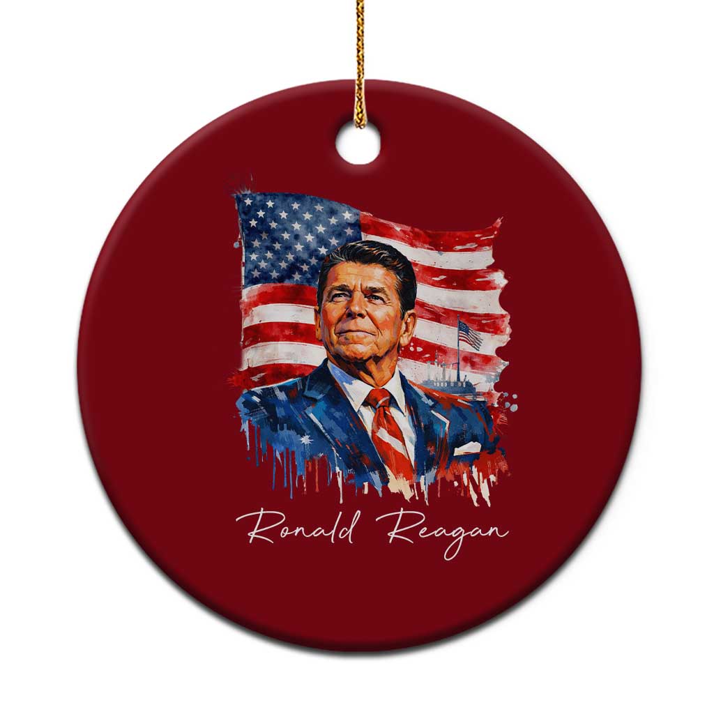Ronald Reagan Patriotic American Flag President Ceramic Ornament TS14 1pc Red Print Your Wear