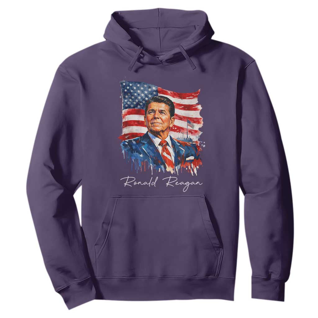Ronald Reagan Patriotic American Flag President Hoodie TS14 Purple Print Your Wear