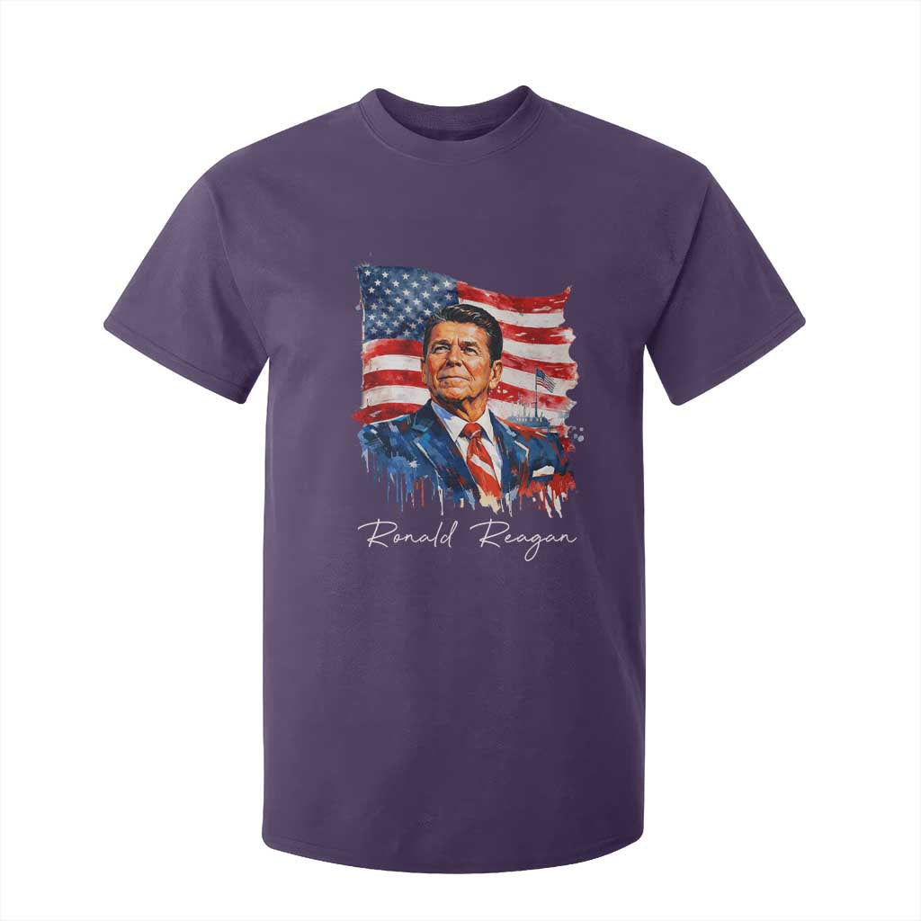 Ronald Reagan Patriotic American Flag President T Shirt For Kid TS14 Purple Print Your Wear