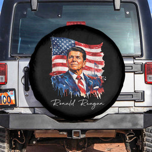 Ronald Reagan Patriotic American Flag President Spare Tire Cover TS14 No hole Black Print Your Wear