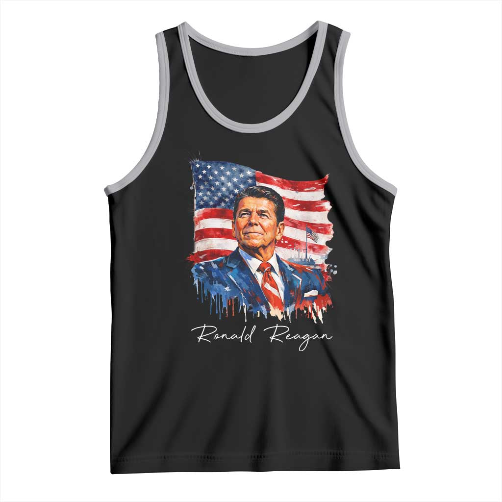 Ronald Reagan Patriotic American Flag President Tank Top TS14 Black Athletic Heather Print Your Wear