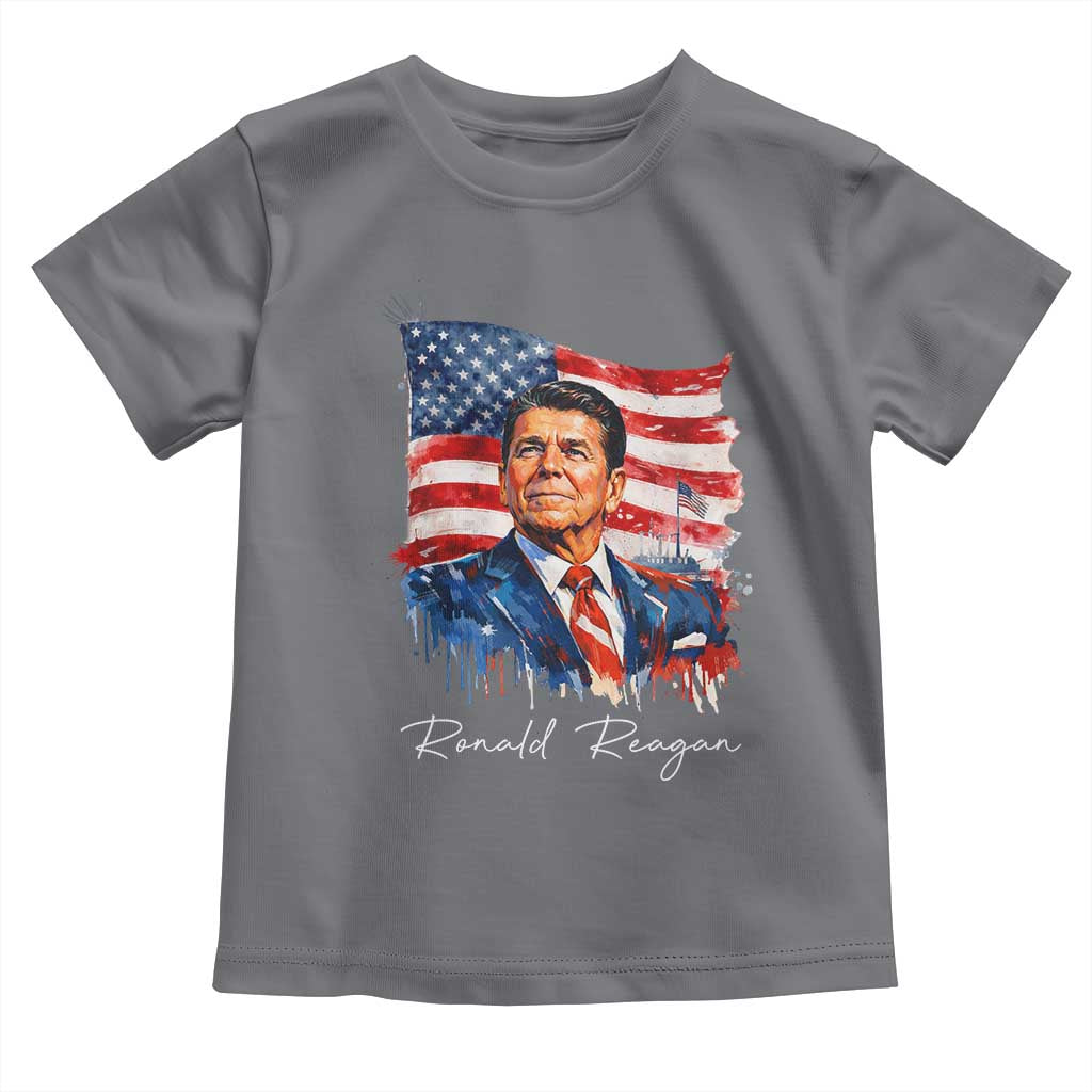 Ronald Reagan Patriotic American Flag President Toddler T Shirt TS14 Charcoal Print Your Wear