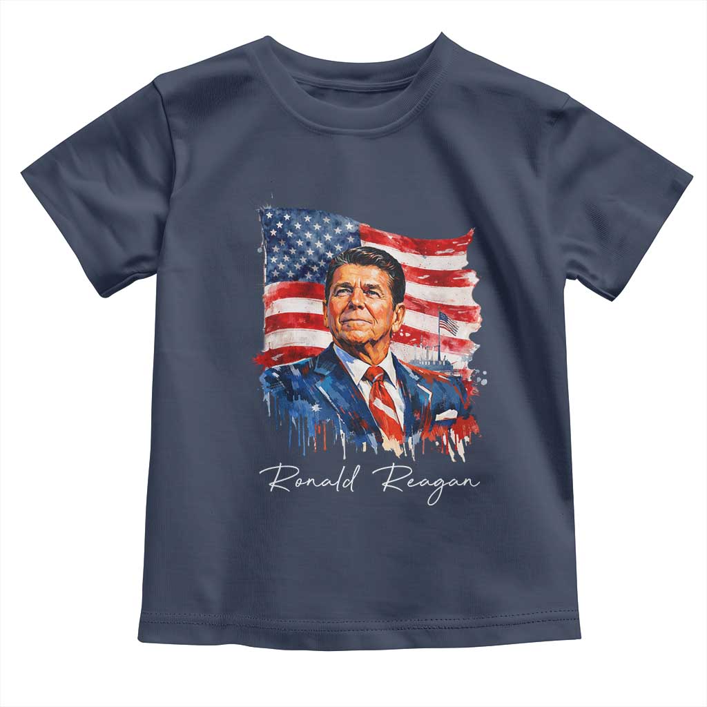 Ronald Reagan Patriotic American Flag President Toddler T Shirt TS14 Navy Print Your Wear