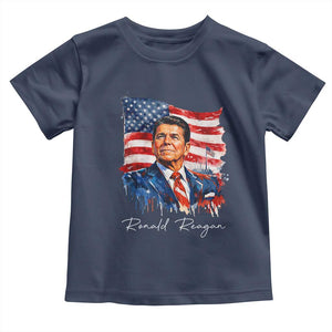 Ronald Reagan Patriotic American Flag President Toddler T Shirt TS14 Navy Print Your Wear