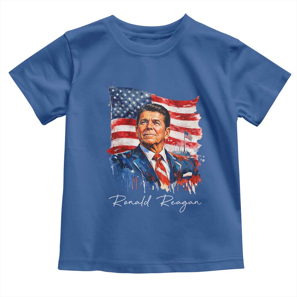 Ronald Reagan Patriotic American Flag President Toddler T Shirt TS14 Royal Blue Print Your Wear