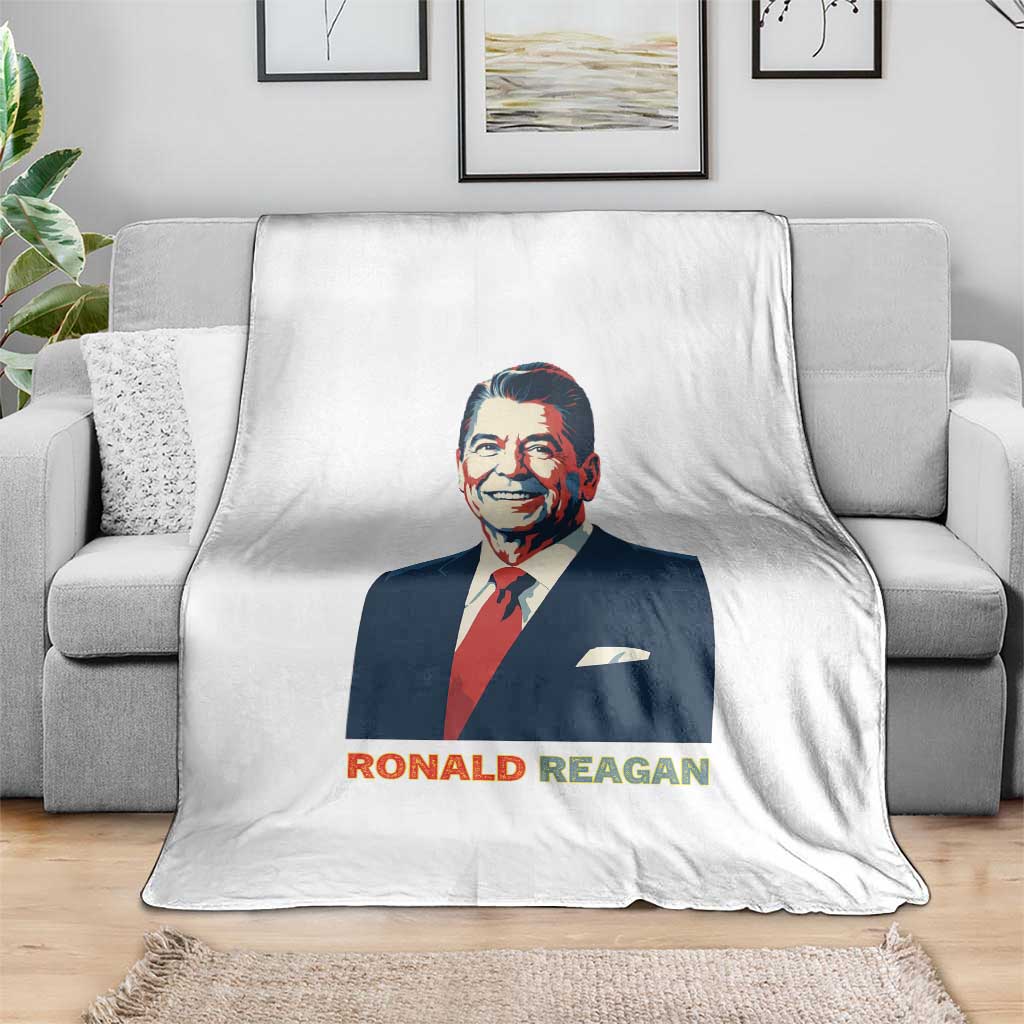 Ronald Reagan Throw Blanket American Flag US President TS14 Print Your Wear