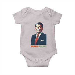 Ronald Reagan Baby Onesie American Flag US President TS14 Ice Gray Print Your Wear