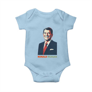 Ronald Reagan Baby Onesie American Flag US President TS14 Light Blue Print Your Wear