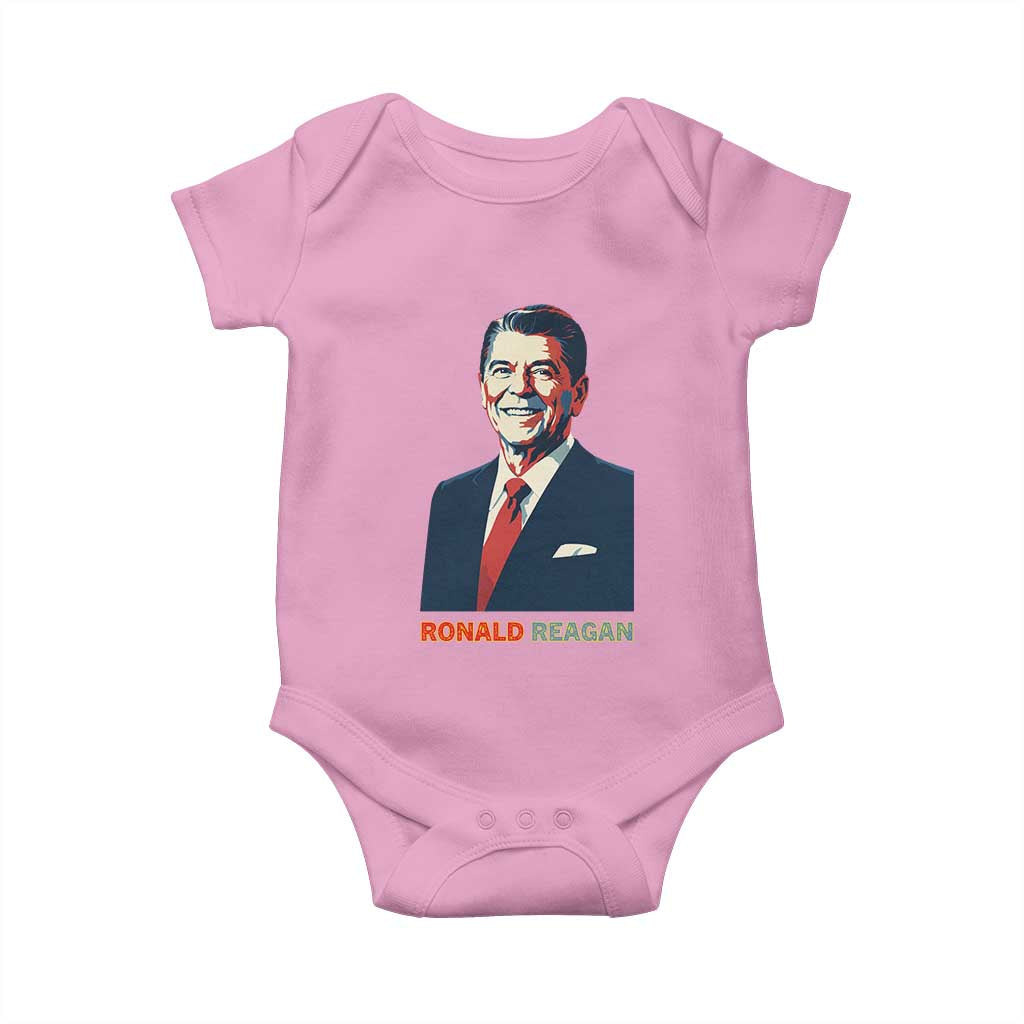 Ronald Reagan Baby Onesie American Flag US President TS14 Light Pink Print Your Wear