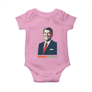 Ronald Reagan Baby Onesie American Flag US President TS14 Light Pink Print Your Wear