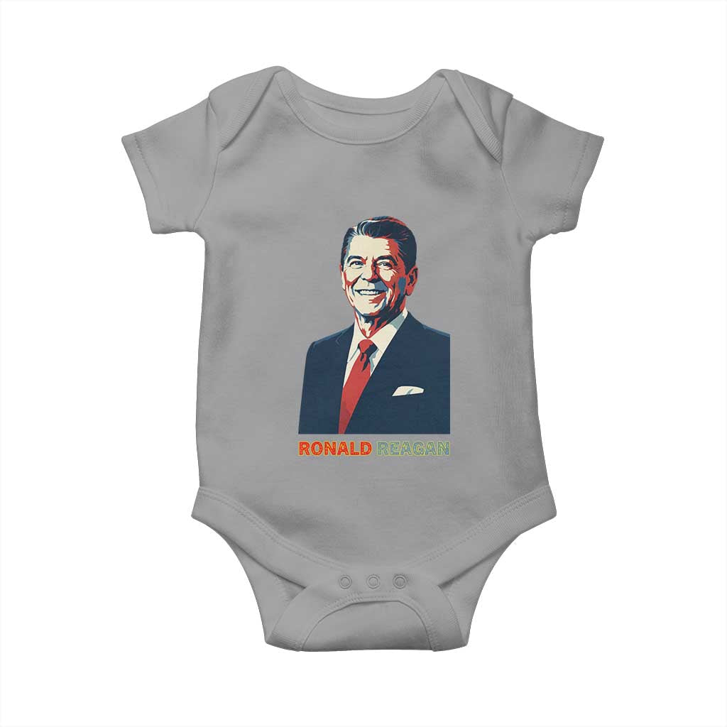Ronald Reagan Baby Onesie American Flag US President TS14 Sport Gray Print Your Wear