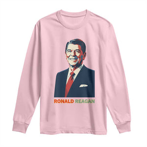 Ronald Reagan Long Sleeve Shirt American Flag US President TS14 Light Pink Print Your Wear