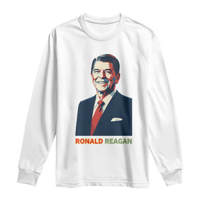 Ronald Reagan Long Sleeve Shirt American Flag US President TS14 White Print Your Wear
