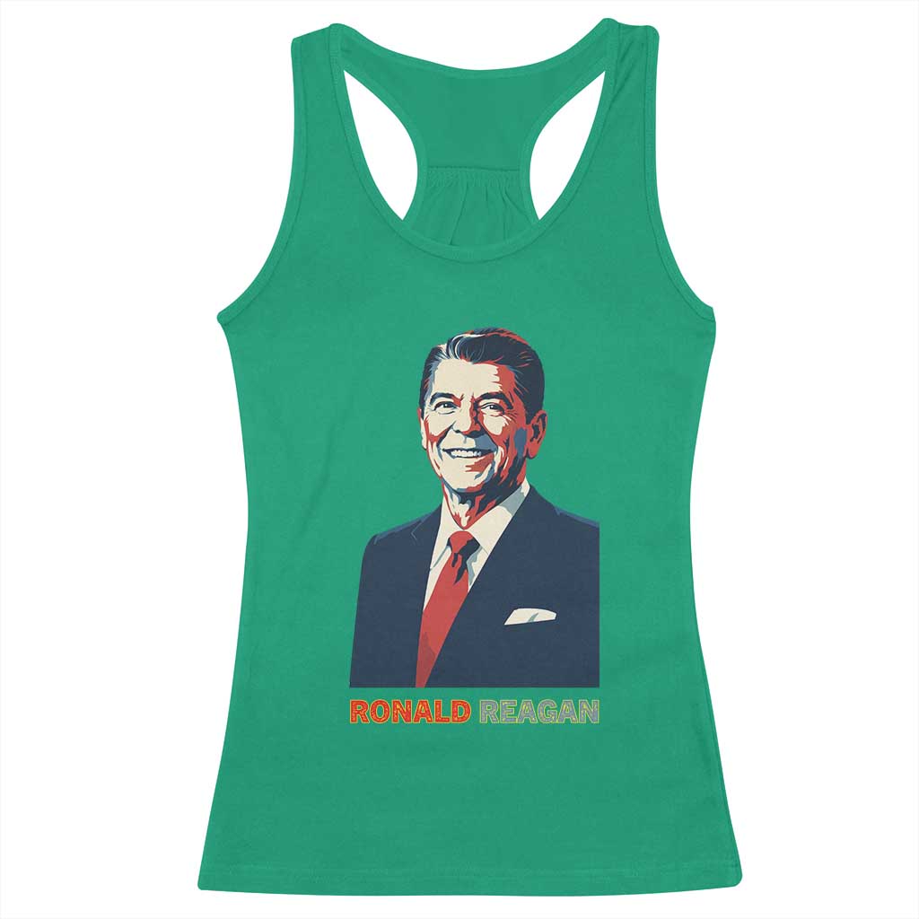 Ronald Reagan Racerback Tank Top American Flag US President TS14 Irish Green Print Your Wear