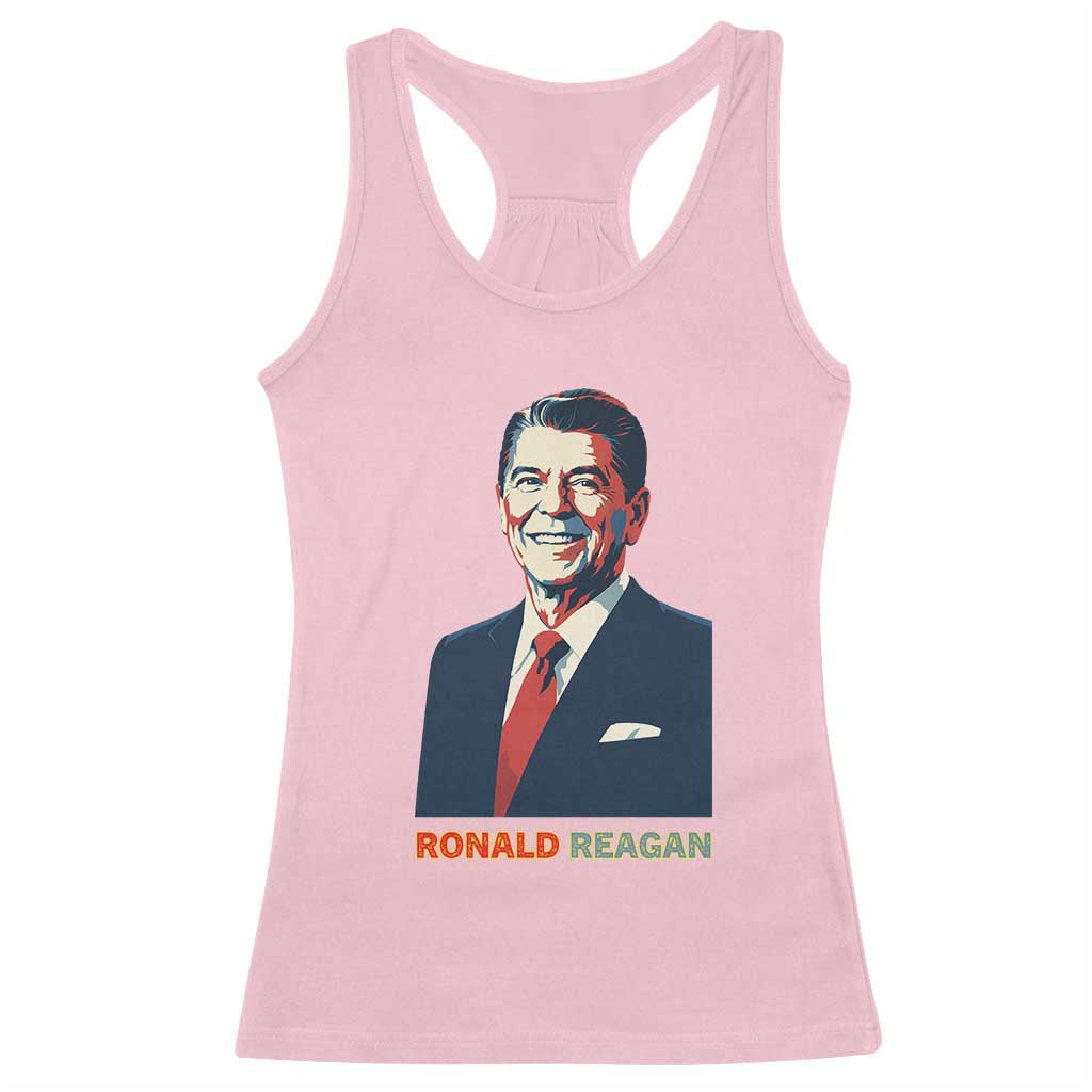 Ronald Reagan Racerback Tank Top American Flag US President TS14 Light Pink Print Your Wear