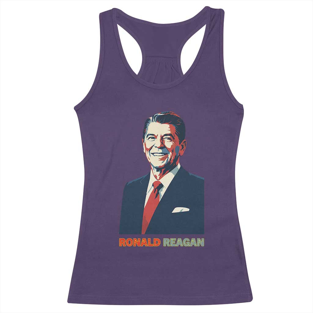 Ronald Reagan Racerback Tank Top American Flag US President TS14 Purple Print Your Wear