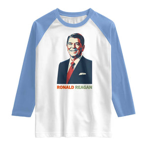 Ronald Reagan Raglan Shirt American Flag US President TS14 White Carolina Blue Print Your Wear