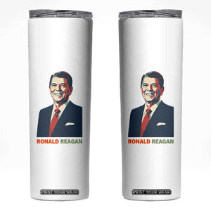 Ronald Reagan Skinny Tumbler American Flag US President TS14 White Print Your Wear