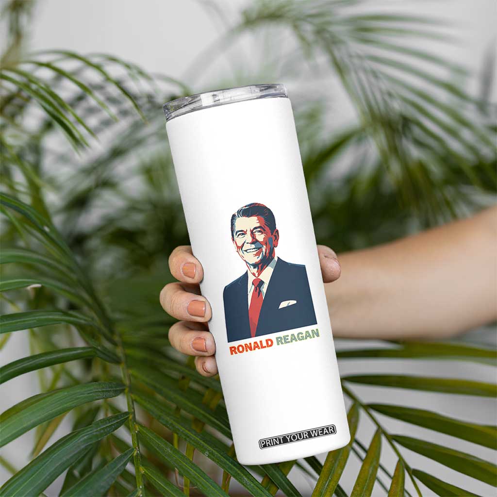 Ronald Reagan Skinny Tumbler American Flag US President TS14 Print Your Wear