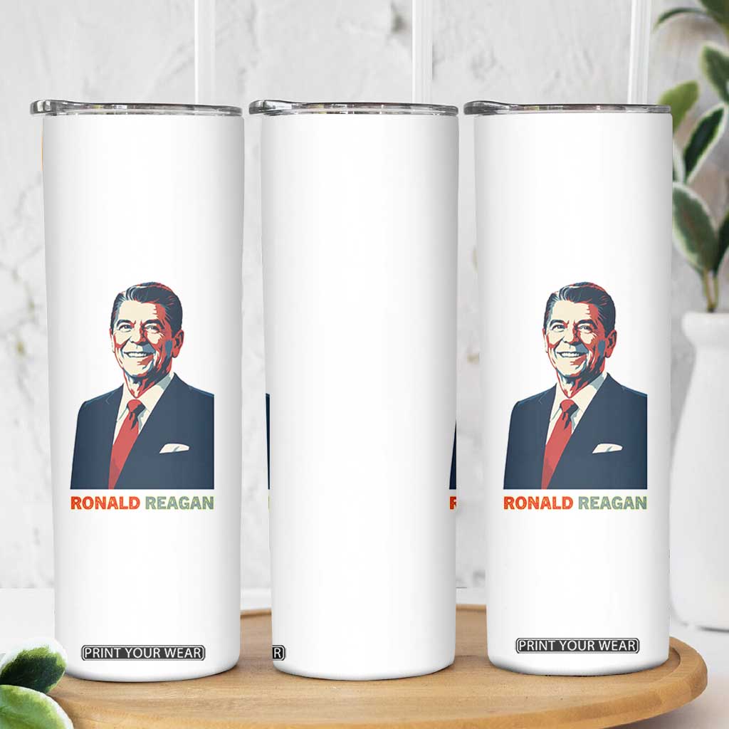 Ronald Reagan Skinny Tumbler American Flag US President TS14 Print Your Wear