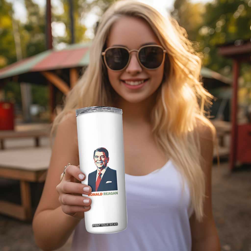 Ronald Reagan Skinny Tumbler American Flag US President TS14 Print Your Wear