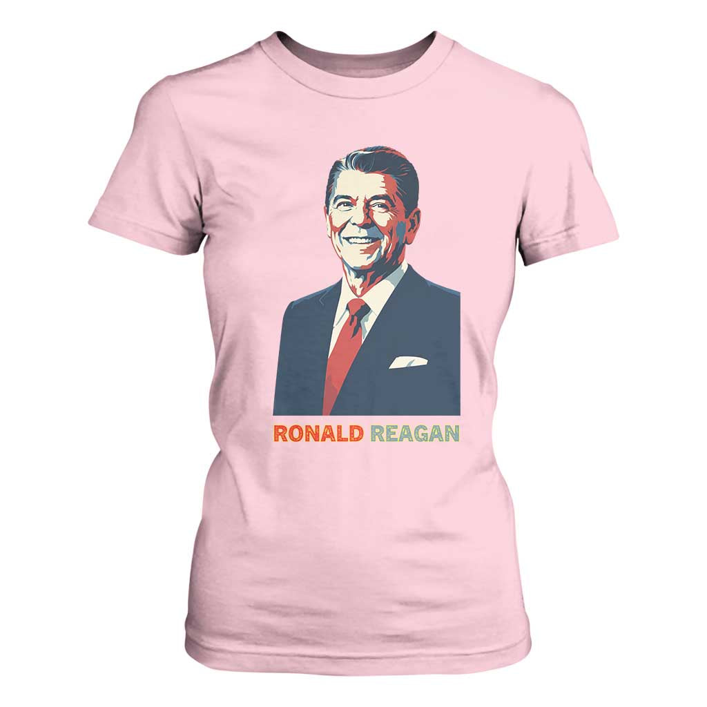 Ronald Reagan T Shirt For Women American Flag US President TS14 Light Pink Print Your Wear