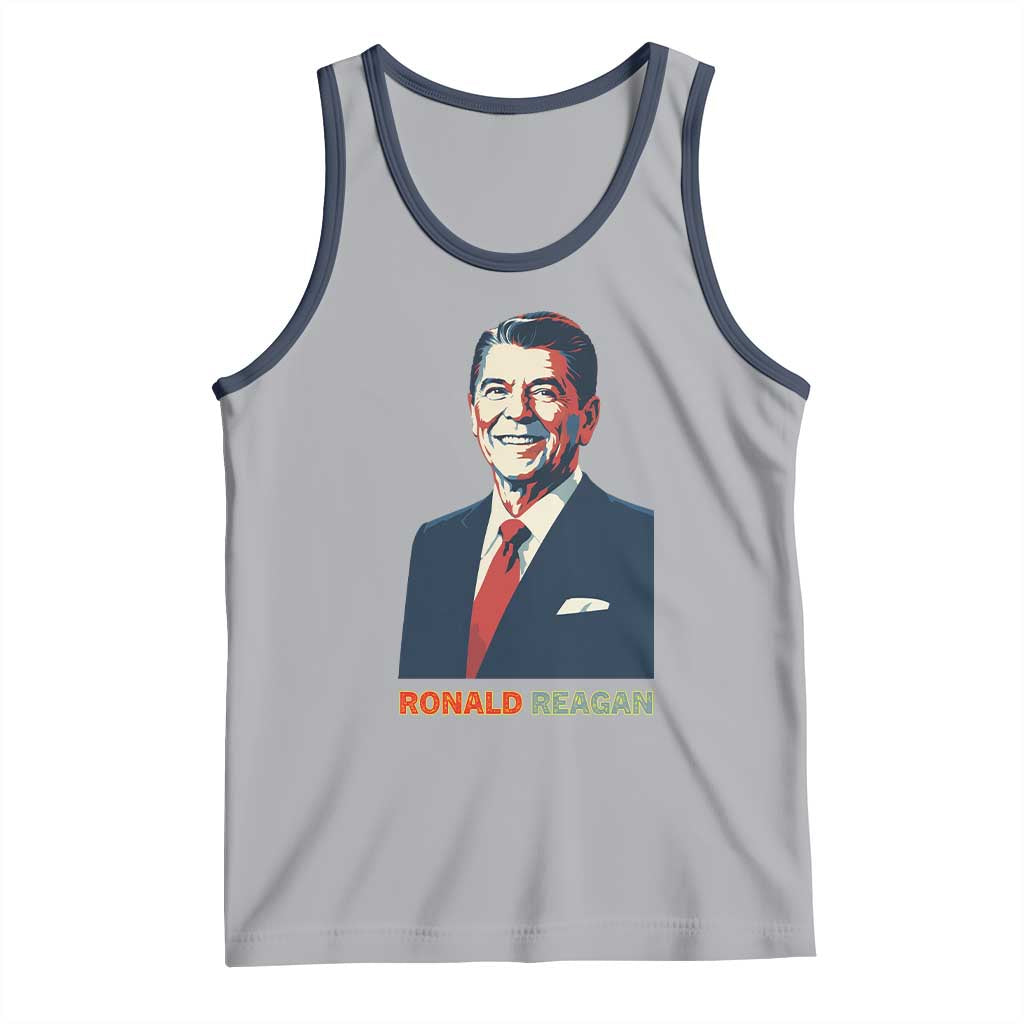 Ronald Reagan Tank Top American Flag US President TS14 Athletic Heather Navy Print Your Wear