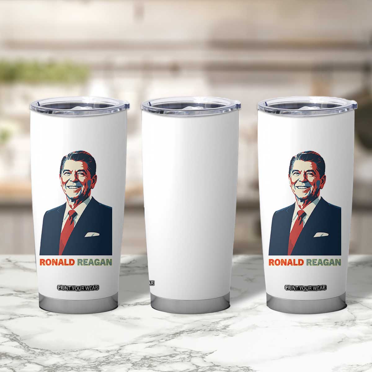 Ronald Reagan Tumbler Cup American Flag US President TS14 Print Your Wear