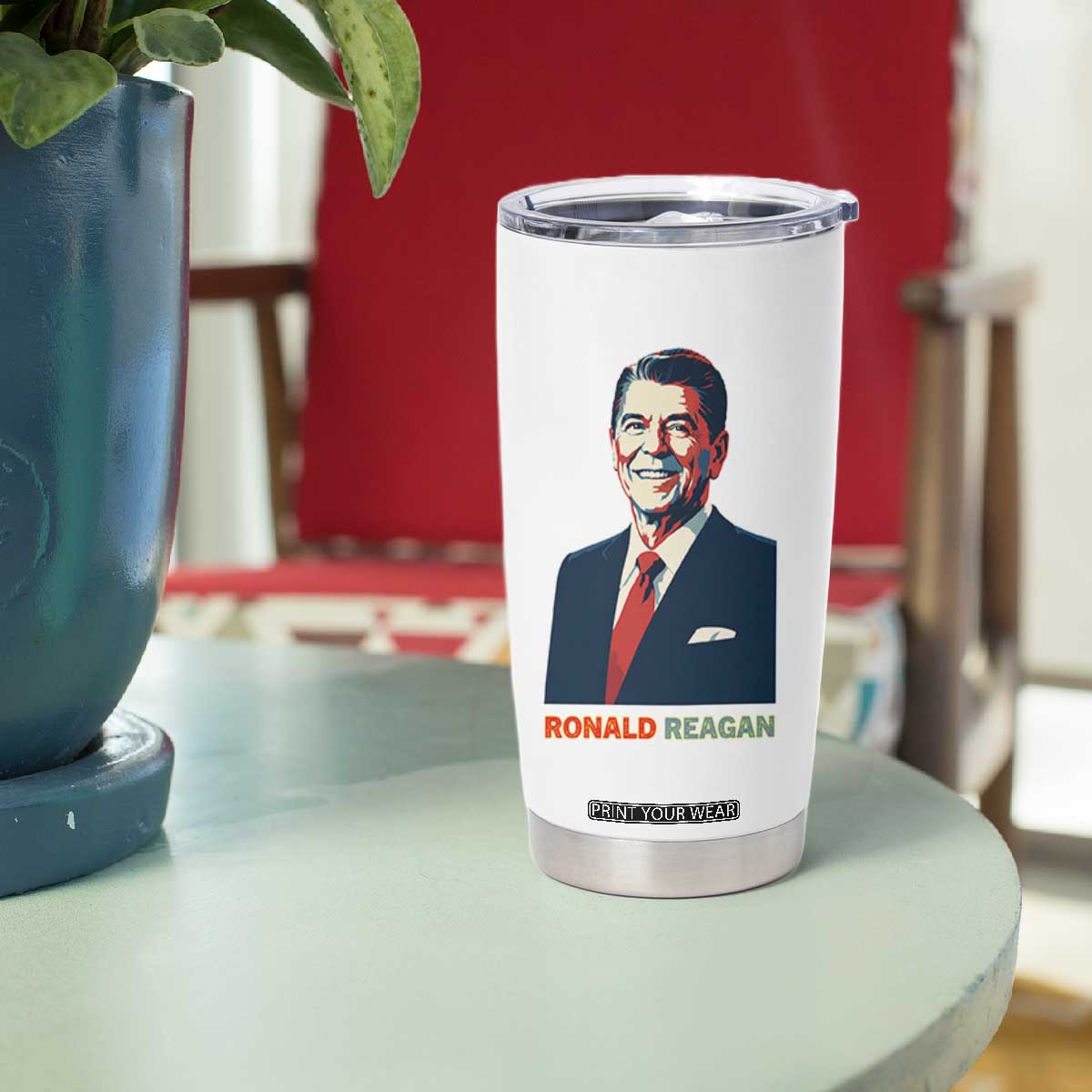 Ronald Reagan Tumbler Cup American Flag US President TS14 Print Your Wear