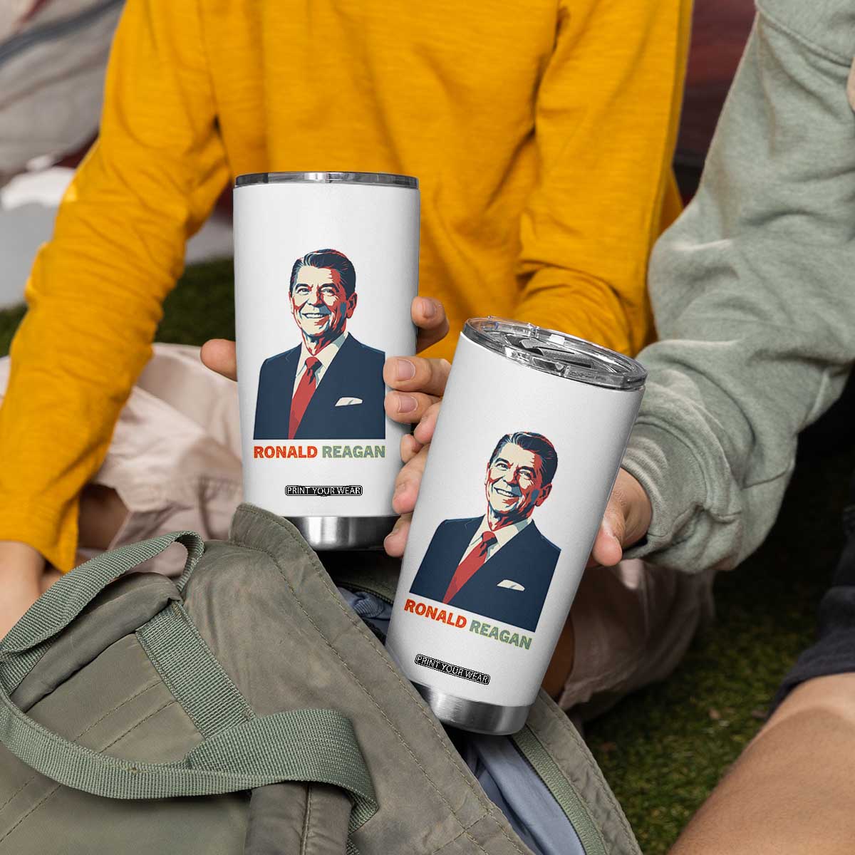 Ronald Reagan Tumbler Cup American Flag US President TS14 Print Your Wear