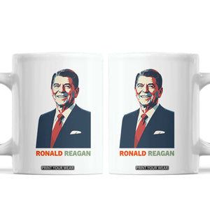 Ronald Reagan Coffee Mug American Flag US President TS14 White Print Your Wear