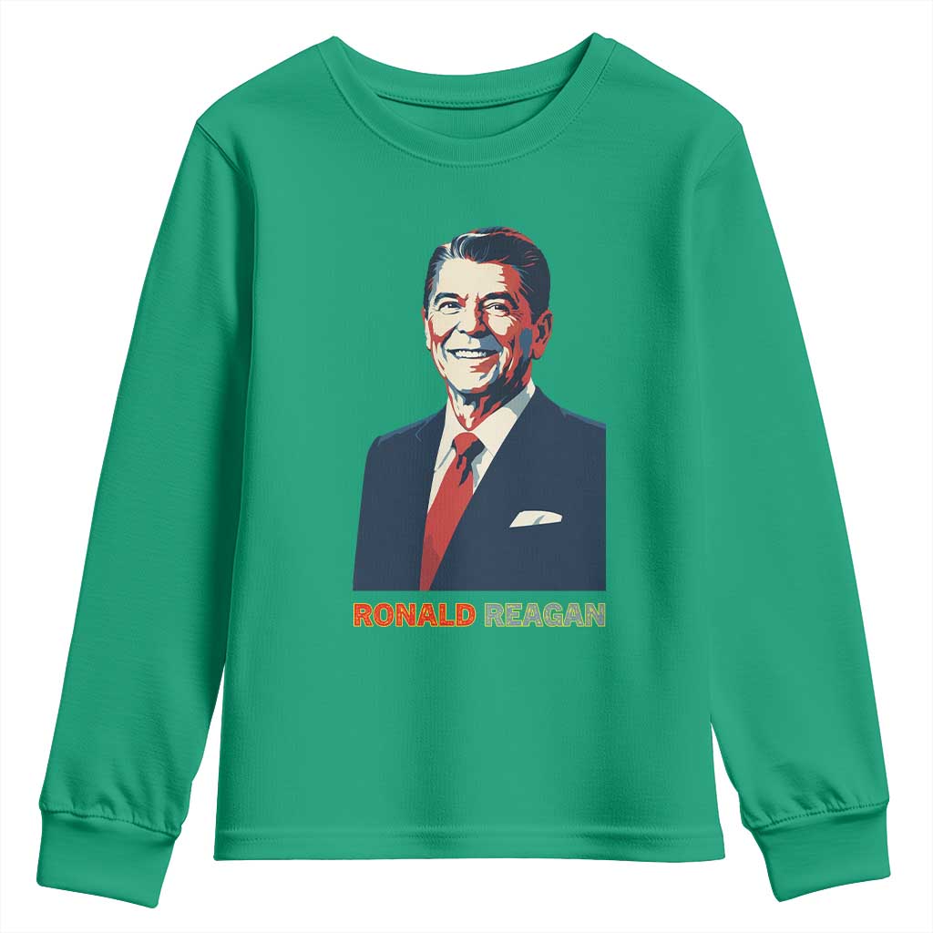 Ronald Reagan Youth Sweatshirt American Flag US President TS14 Irish Green Print Your Wear