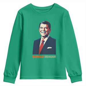 Ronald Reagan Youth Sweatshirt American Flag US President TS14 Irish Green Print Your Wear