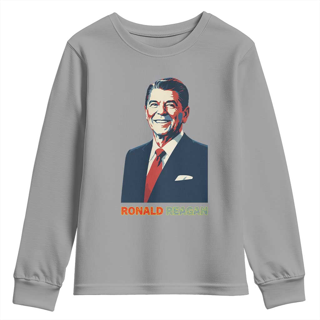 Ronald Reagan Youth Sweatshirt American Flag US President TS14 Sport Gray Print Your Wear