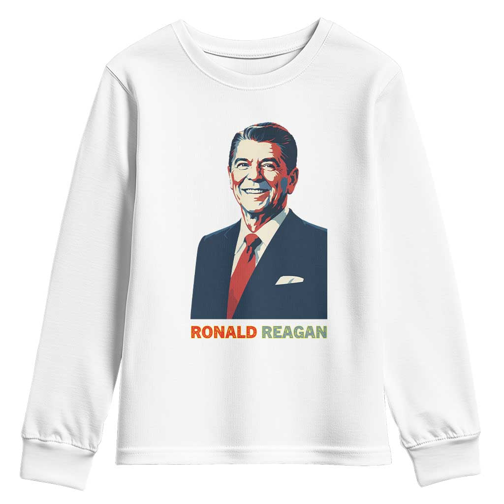 Ronald Reagan Youth Sweatshirt American Flag US President TS14 White Print Your Wear