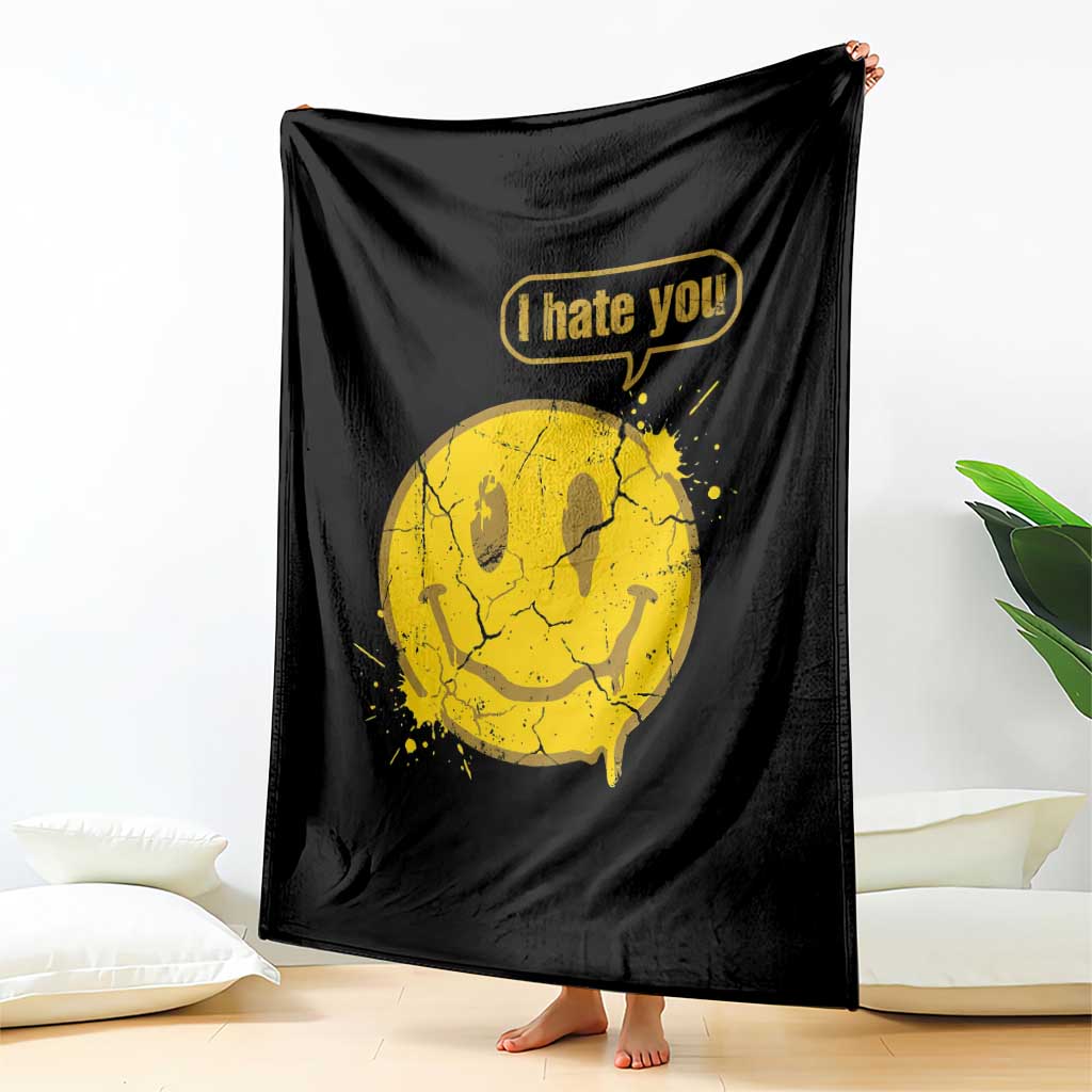 I Hate You Throw Blanket Vintage Yellow Happy Smile Face TS14 Print Your Wear