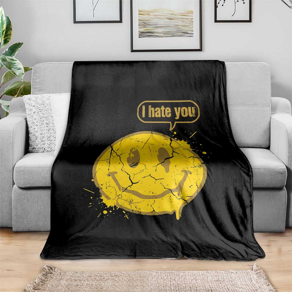 I Hate You Throw Blanket Vintage Yellow Happy Smile Face TS14 Print Your Wear