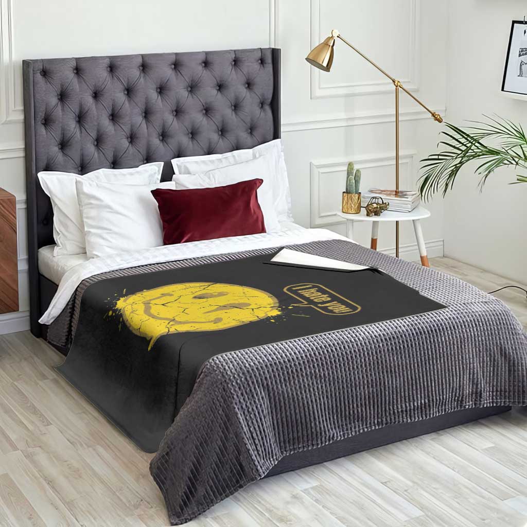 I Hate You Throw Blanket Vintage Yellow Happy Smile Face TS14 Print Your Wear
