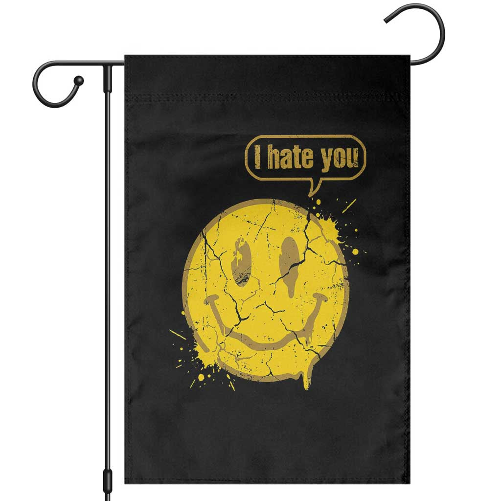 I Hate You Garden Flag Vintage Yellow Happy Smile Face TS14 Black Print Your Wear
