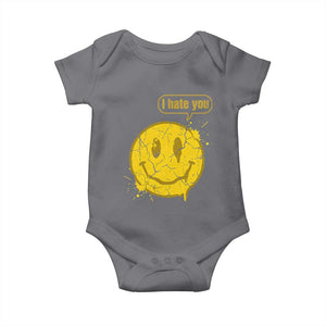 I Hate You Baby Onesie Vintage Yellow Happy Smile Face TS14 Charcoal Print Your Wear
