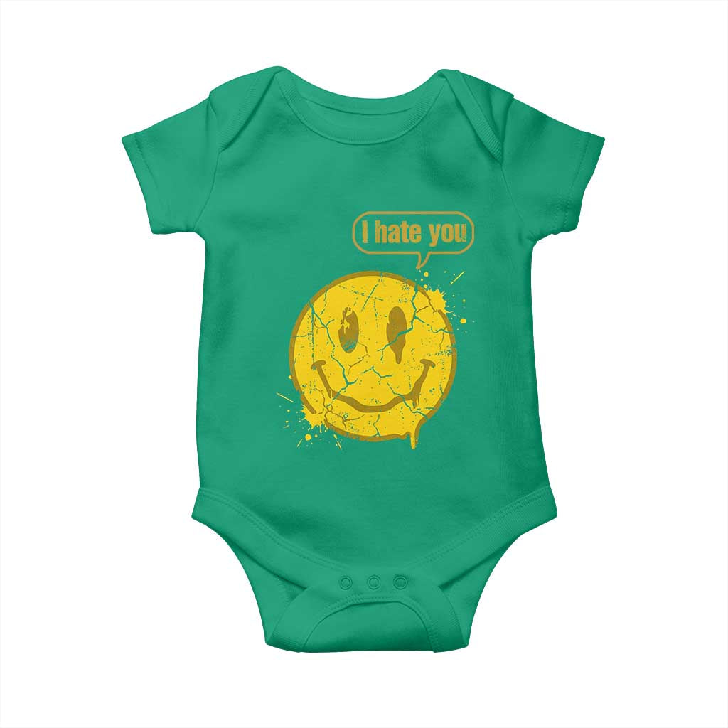 I Hate You Baby Onesie Vintage Yellow Happy Smile Face TS14 Irish Green Print Your Wear
