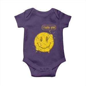 I Hate You Baby Onesie Vintage Yellow Happy Smile Face TS14 Purple Print Your Wear