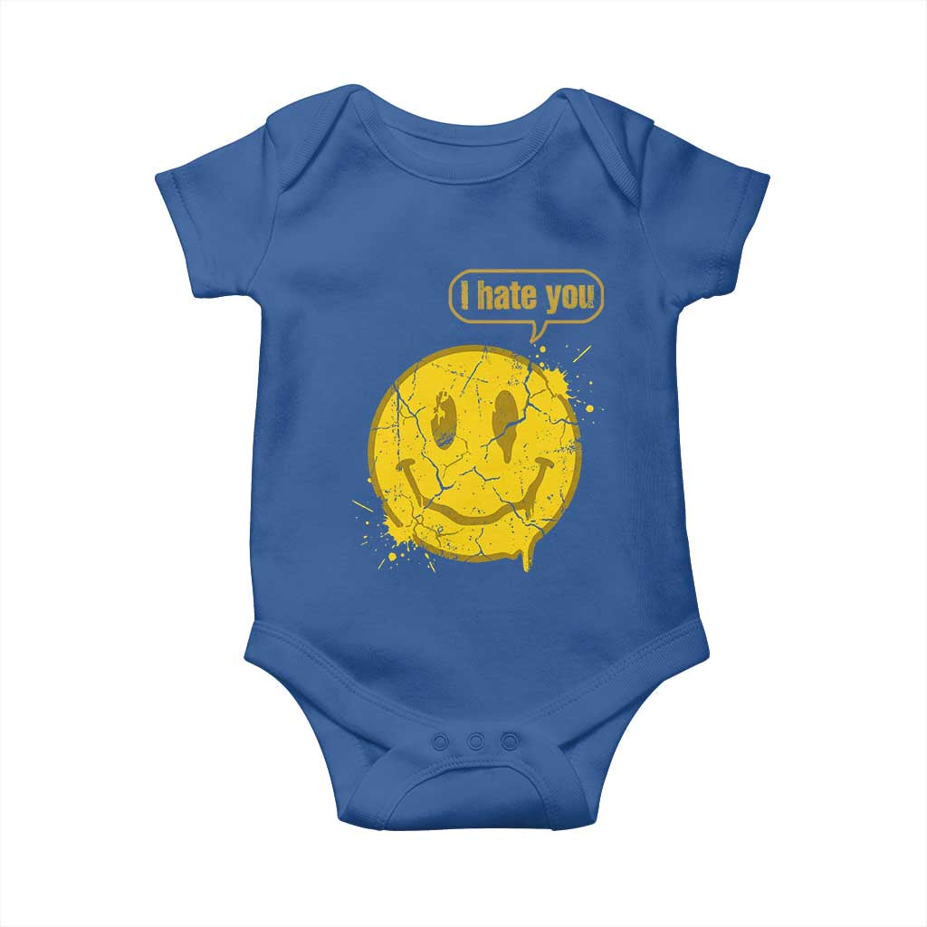 I Hate You Baby Onesie Vintage Yellow Happy Smile Face TS14 Royal Blue Print Your Wear
