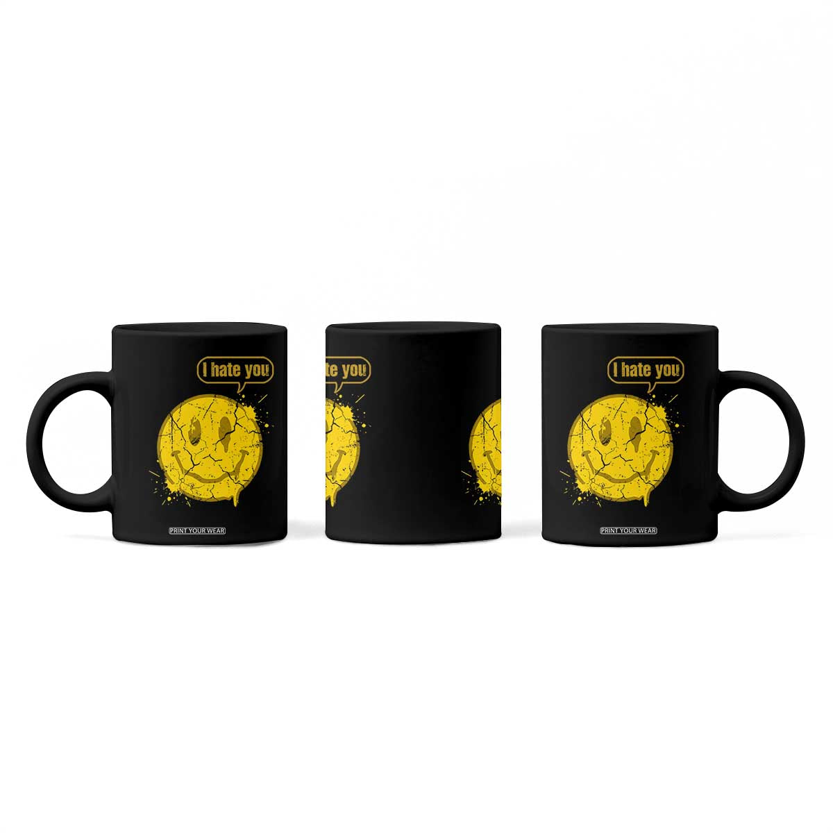 I Hate You Coffee Mug Vintage Yellow Happy Smile Face TS14 Print Your Wear